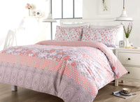 Chelsea Floral Duvet Set Luxurious Cotton-Rich Bedding in Single Double King Super King Sizes Comfortable Durable and Ideal for Master and Guest Rooms by OLIVIA ROCCO SINGLE / PINK Duvet Cover