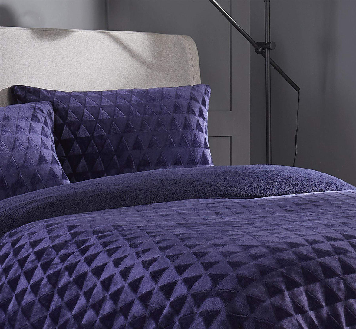 Geometric Reversible Teddy Bear Faux Fur Duvet Set Super Soft and Fluffy Bedding OEKO-TEX Certified by OLIVIA ROCCO Duvet Cover