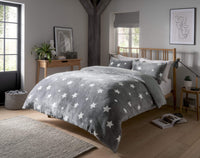 Dreamin Stars Luxurious Reversible Teddy Duvet Cover Set Super Soft Faux Fur Plush Bedding for Winter Nights Available in Single Double and King Sizes by OLIVIA ROCCO SINGLE / GREY Duvet Cover