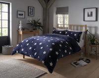 Dreamin Stars Luxurious Reversible Teddy Duvet Cover Set Super Soft Faux Fur Plush Bedding for Winter Nights Available in Single Double and King Sizes by OLIVIA ROCCO SINGLE / NAVY Duvet Cover