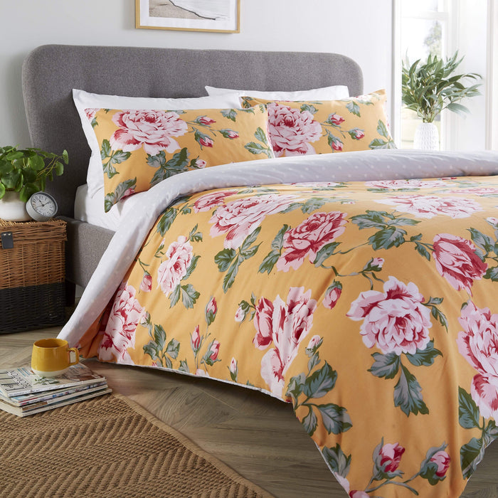 Bloom Reversible Polka Dot Cotton Rich Duvet Cover Set in Vibrant Colours Available in Single Double and King Sizes for Modern Bedrooms by OLIVIA ROCCO SINGLE / OCHRE Duvet Cover