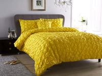 Seville Luxury Cotton-Rich Duvet Set with Handmade Pintuck Detailing Super Soft Bedding for All Sizes by OLIVIA ROCCO SINGLE / OCHRE Duvet Cover