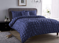 Seville Luxury Cotton-Rich Duvet Set with Handmade Pintuck Detailing Super Soft Bedding for All Sizes by OLIVIA ROCCO SINGLE / NAVY Duvet Cover