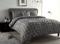 Seville Luxury Cotton-Rich Duvet Set with Handmade Pintuck Detailing Super Soft Bedding for All Sizes by OLIVIA ROCCO SINGLE / GREY Duvet Cover