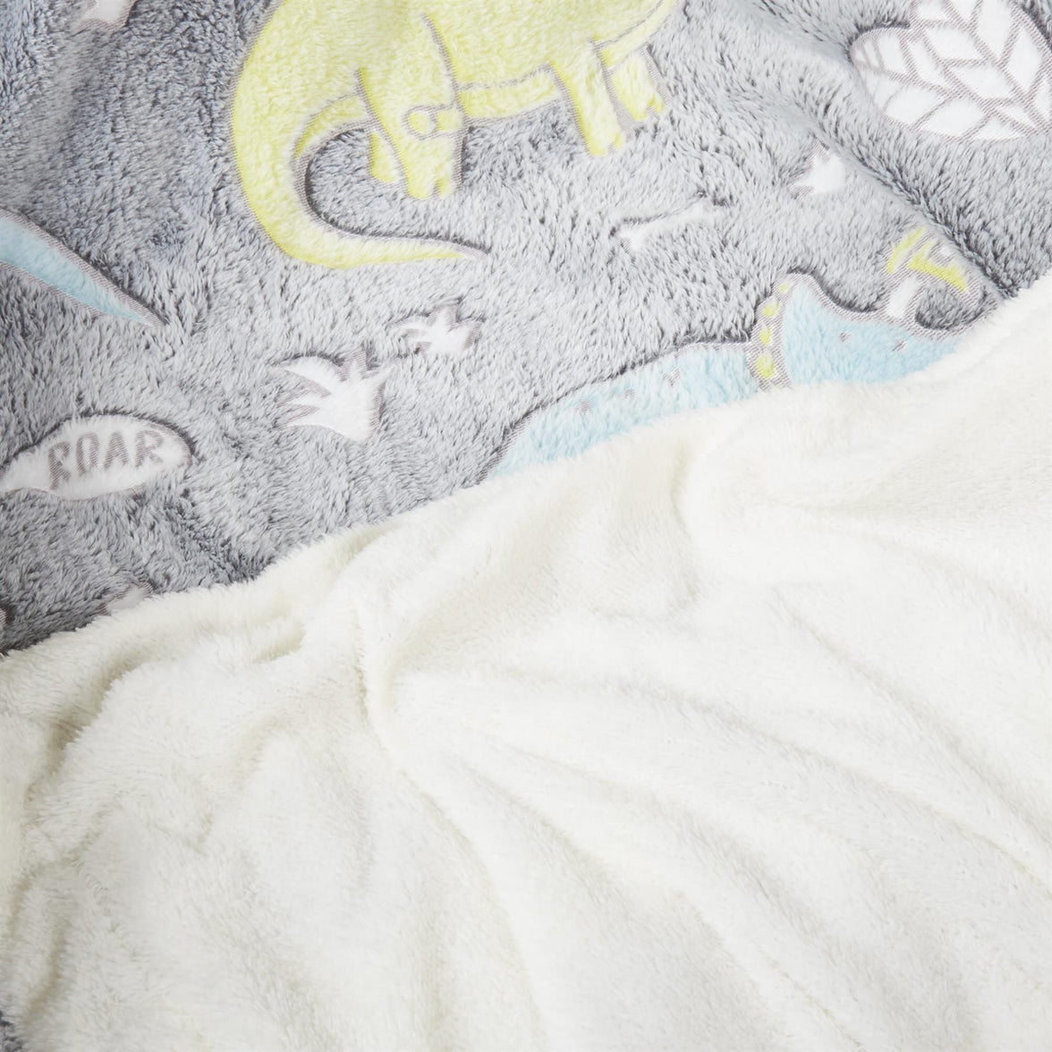 Dinosaur Glow In The Dark Teddy Fleece Bedding Set with Bed Throw and Cushion Prehistoric Design for Kids Available in Single and Double Sizes by OLIVIA ROCCO Duvet Cover