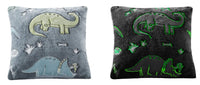 Dinosaur Glow In The Dark Teddy Fleece Bedding Set with Bed Throw and Cushion Prehistoric Design for Kids Available in Single and Double Sizes by OLIVIA ROCCO CUSHION Duvet Cover