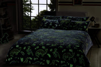 Dinosaur Glow In The Dark Teddy Fleece Bedding Set with Bed Throw and Cushion Prehistoric Design for Kids Available in Single and Double Sizes by OLIVIA ROCCO Duvet Cover