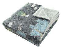 Dinosaur Glow In The Dark Teddy Fleece Bedding Set with Bed Throw and Cushion Prehistoric Design for Kids Available in Single and Double Sizes by OLIVIA ROCCO THROW Duvet Cover