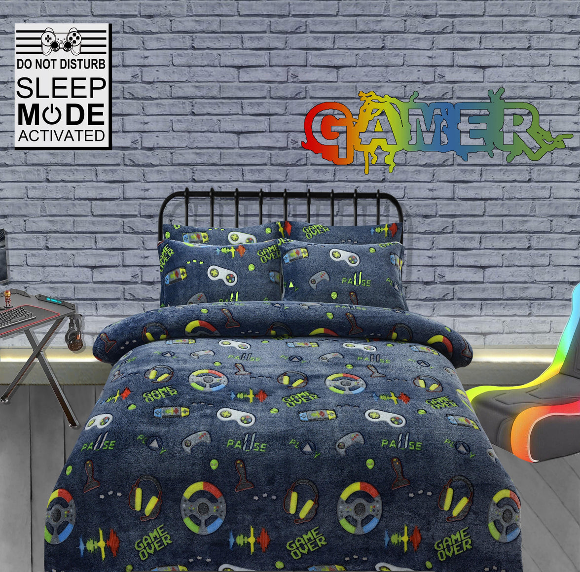 Glow In The Dark Teddy Fleece Duvet Set for Kids Warm Cosy Bedding Perfect for Winter by OLIVIA ROCCO SINGLE Duvet Cover