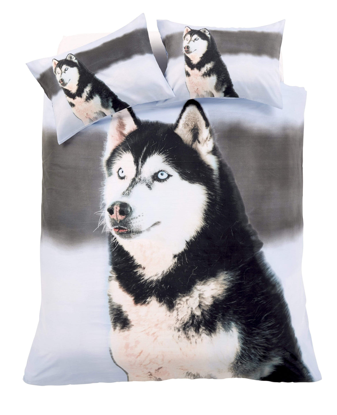 Huskey 3D Photo Panel Duvet Set Cotton-Rich Bedding OEKO-TEX Certified Quilt Cover with Pillowcases in Various Colours and Sizes by OLIVIA ROCCO SINGLE Duvet Cover