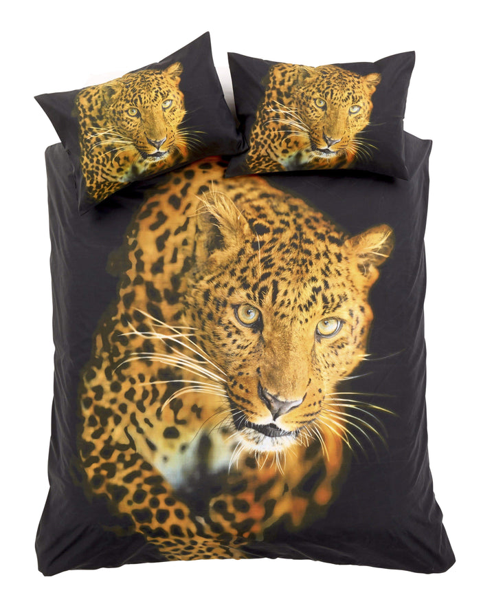 Leopard Print 3D Photo Panel Duvet Set Cotton Rich OEKO-TEX Certified Bedding in Single Double King Sizes by OLIVIA ROCCO SINGLE Duvet Cover