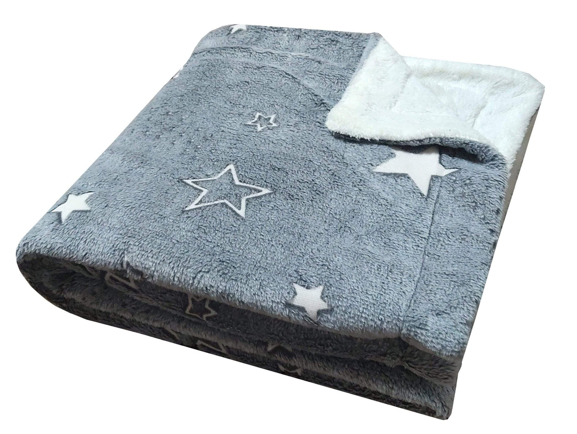 Magical Stars Glow In The Dark Teddy Fleece Kids Duvet Set Ultra Soft Bedding with Pillowcases and Bed Throw by OLIVIA ROCCO THROW Duvet Cover