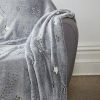 Magical Stars Glow In The Dark Teddy Fleece Kids Duvet Set Ultra Soft Bedding with Pillowcases and Bed Throw by OLIVIA ROCCO Duvet Cover