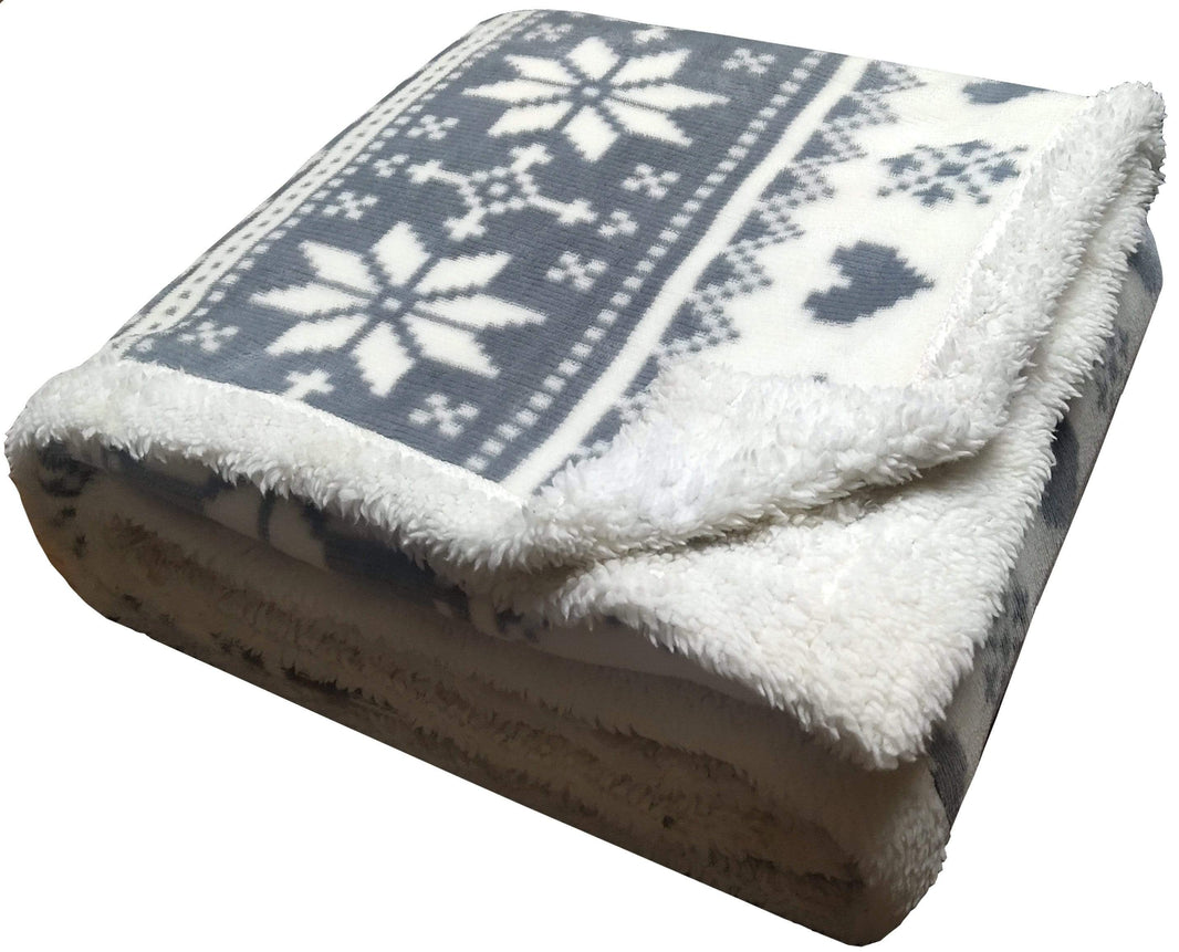 Nordic Fair Isle Reversible Teddy Fleece Duvet Set Plush Faux Fur Bedding with Pillowcases Warm Winter Decor by OLIVIA ROCCO THROW Duvet Cover