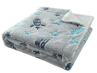 Outer Space Glow In The Dark Astronaut and Rocket Teddy Fleece Duvet Set for Children, OEKO-TEX Certified Bedding Perfect for Winter by OLIVIA ROCCO THROW Duvet Cover