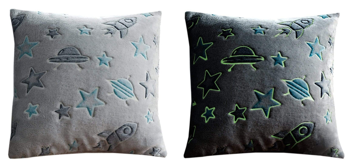 Outer Space Glow In The Dark Astronaut and Rocket Teddy Fleece Duvet Set for Children, OEKO-TEX Certified Bedding Perfect for Winter by OLIVIA ROCCO CUSHION Duvet Cover