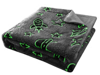 Outer Space Glow In The Dark Astronaut and Rocket Teddy Fleece Duvet Set for Children, OEKO-TEX Certified Bedding Perfect for Winter by OLIVIA ROCCO Duvet Cover