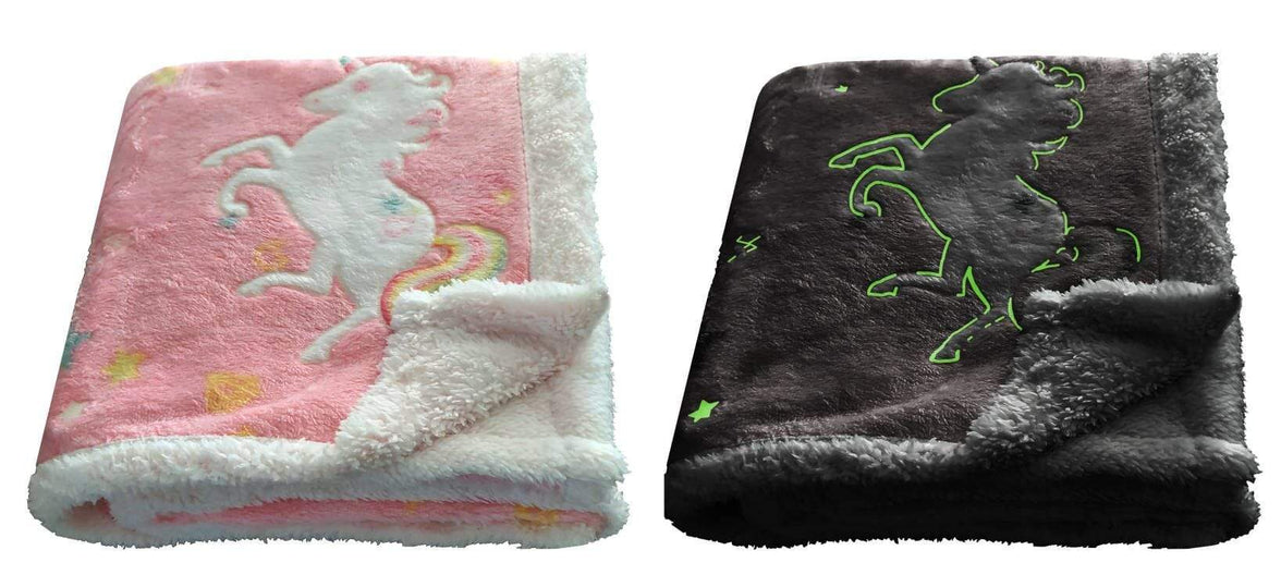 Magical Glow In The Dark Rainbow Unicorn Teddy Fleece Duvet Set for Kids Super Soft Cosy Bedding Perfect for Children's Bedrooms by OLIVIA ROCCO Duvet Cover