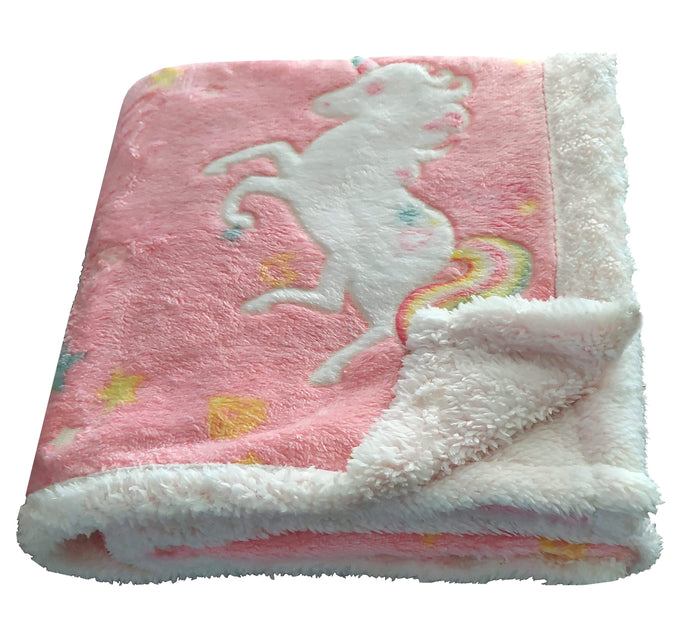 Magical Glow In The Dark Rainbow Unicorn Teddy Fleece Duvet Set for Kids Super Soft Cosy Bedding Perfect for Children's Bedrooms by OLIVIA ROCCO THROW Duvet Cover