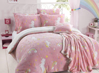 Magical Glow In The Dark Rainbow Unicorn Teddy Fleece Duvet Set for Kids Super Soft Cosy Bedding Perfect for Children's Bedrooms by OLIVIA ROCCO SINGLE Duvet Cover