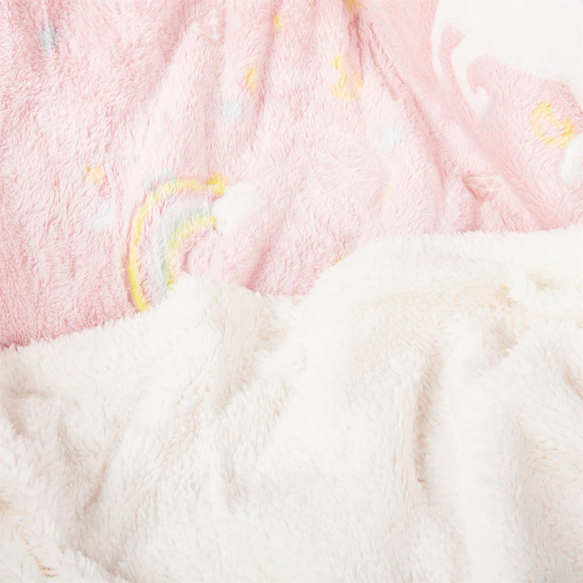 Magical Glow In The Dark Rainbow Unicorn Teddy Fleece Duvet Set for Kids Super Soft Cosy Bedding Perfect for Children's Bedrooms by OLIVIA ROCCO Duvet Cover
