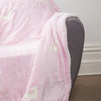 Unicorn Glow in the Dark Teddy Fleece Duvet Set for Kids Girls Magical Bedtime Bedding Warm and Cosy OEKO-TEX Certified Pink by OLIVIA ROCCO Duvet Cover