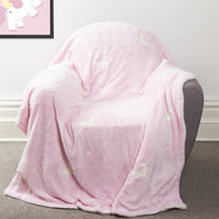 Unicorn Glow in the Dark Teddy Fleece Duvet Set for Kids Girls Magical Bedtime Bedding Warm and Cosy OEKO-TEX Certified Pink by OLIVIA ROCCO Duvet Cover