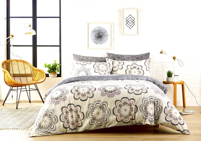 Peony Floral Cotton Rich Duvet Cover Set with Pillowcases Vibrant Modern Luxury Bedding Available in Single Double King Super King by OLIVIA ROCCO SINGLE / PINK Duvet Cover