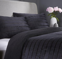 Satin Stripe Reversible Faux Fur Teddy Duvet Cover Set Super Soft Plush Bedding for Winter Available in Single Double and King Sizes by OLIVIA ROCCO Duvet Cover