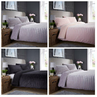 Satin Stripe Reversible Faux Fur Teddy Duvet Cover Set Super Soft Plush Bedding for Winter Available in Single Double and King Sizes by OLIVIA ROCCO Duvet Cover