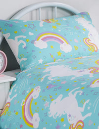 Magical Unicorn Fairytale Duvet Cover Set for Kids Cotton-Rich Whimsical Design OEKO-TEX Certified Bedding Available Single Double by OLIVIA ROCCO SINGLE / DUCKEGG Duvet Cover
