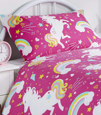 Magical Unicorn Fairytale Duvet Cover Set for Kids Cotton-Rich Whimsical Design OEKO-TEX Certified Bedding Available Single Double by OLIVIA ROCCO SINGLE / PINK Duvet Cover