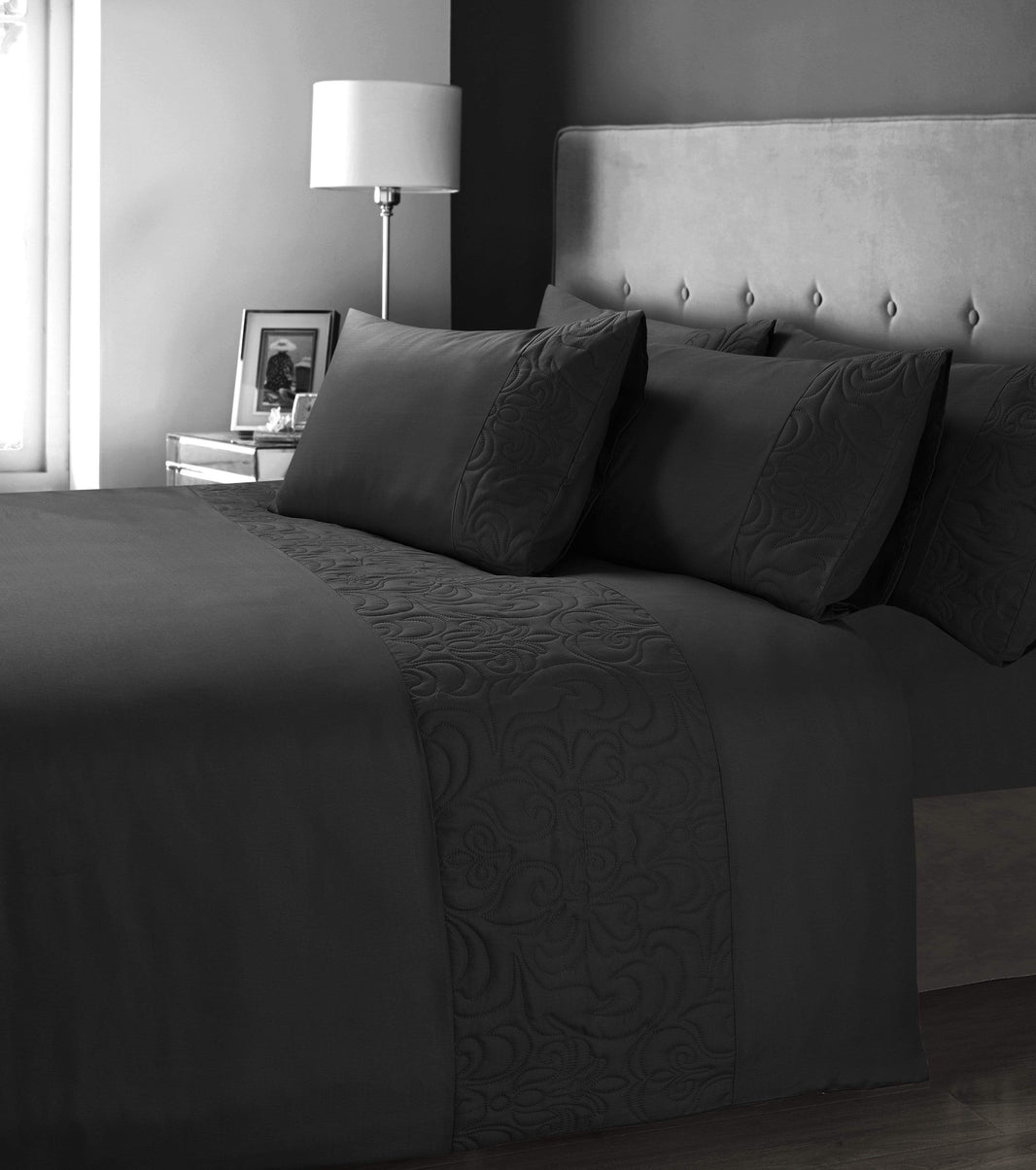 Venezia Embellished Duvet Set Luxurious Cosy and Easy Care Quilt Cover in Various Colours and Sizes by OLIVIA ROCCO SINGLE / BLACK Duvet Cover