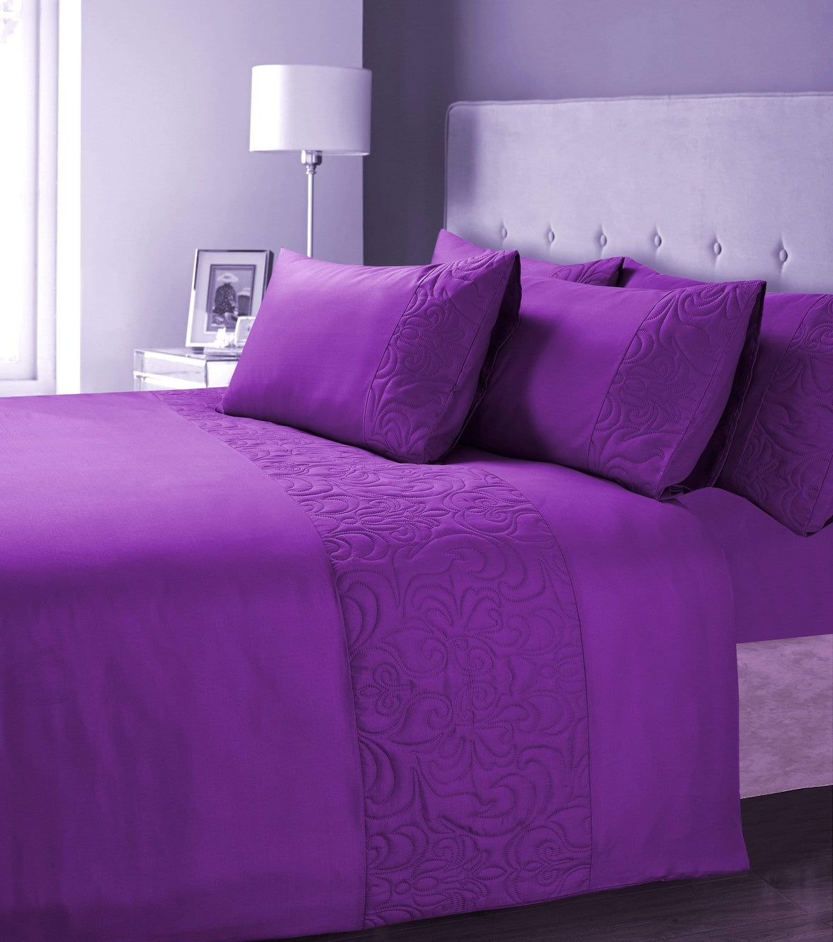 Venezia Embellished Duvet Set Luxurious Cosy and Easy Care Quilt Cover in Various Colours and Sizes by OLIVIA ROCCO SINGLE / PURPLE Duvet Cover