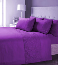 Venezia Embellished Duvet Set Luxurious Cosy and Easy Care Quilt Cover in Various Colours and Sizes by OLIVIA ROCCO SINGLE / PURPLE Duvet Cover