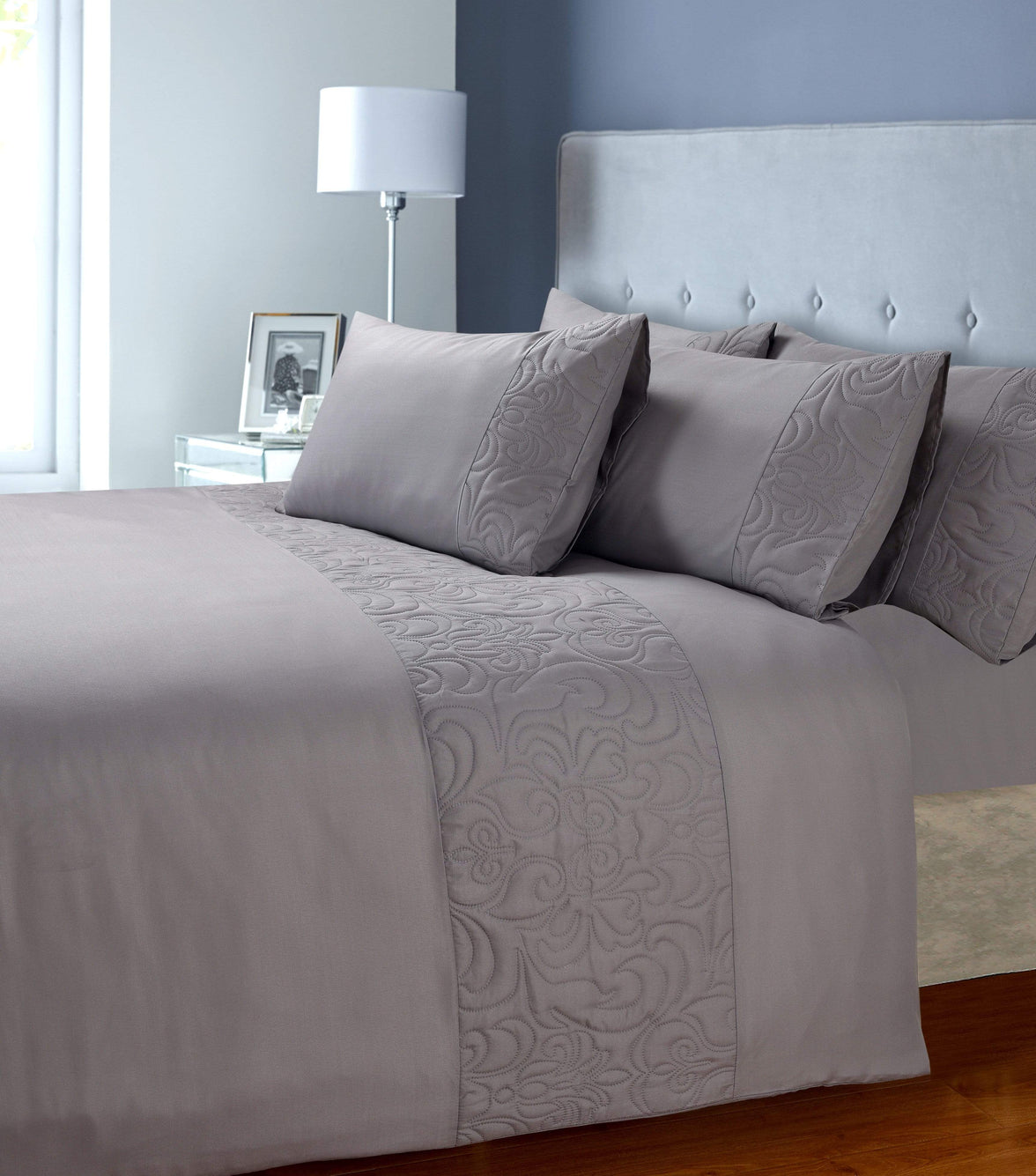 Venezia Embellished Duvet Set Luxurious Cosy and Easy Care Quilt Cover in Various Colours and Sizes by OLIVIA ROCCO SINGLE / SILVER Duvet Cover