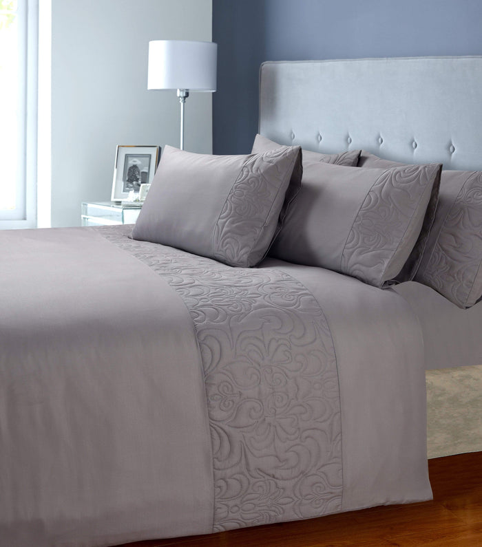 Venezia Embellished Duvet Set Luxurious Cosy and Easy Care Quilt Cover in Various Colours and Sizes by OLIVIA ROCCO SINGLE / SILVER Duvet Cover
