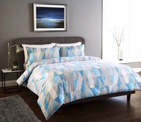 Geo Design Luxurious Cotton Rich Duvet Set Super Soft OEKO-TEX Certified Fabric Ideal for Bedroom Decor Available in Single Double King Sizes by OLIVIA ROCCO SINGLE / TEAL Duvet Cover