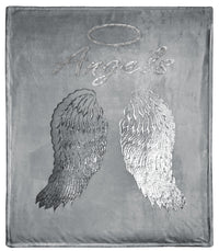 Angel Wings Luxurious Teddy Fleece Duvet Set Super Soft Faux Fur Bedding Pillow Cases Bed Throw Cushion in Pink White Grey by OLIVIA ROCCO THROW / GREY Duvet Cover