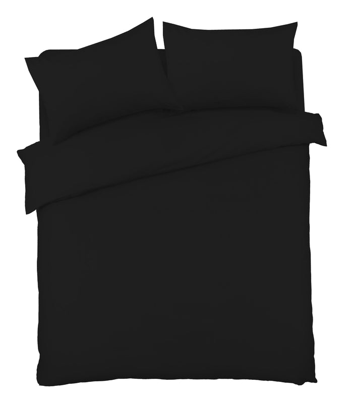 Basics Luxury Cotton-Rich Duvet Set Soft and Durable Bedding Available in Single Double King Super King Sizes Elegant Color Options by OLIVIA ROCCO SINGLE / BLACK Duvet Cover