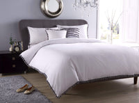 Hand Stitched Pom Pom Cotton Rich Duvet Set Durable Elegant Bedding in Multiple Sizes and Colours Perfect for Master Suites and Guest Rooms by OLIVIA ROCCO SINGLE / WHITE Duvet Cover