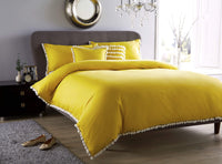 Hand Stitched Pom Pom Cotton Rich Duvet Set Durable Elegant Bedding in Multiple Sizes and Colours Perfect for Master Suites and Guest Rooms by OLIVIA ROCCO SINGLE / OCHRE Duvet Cover
