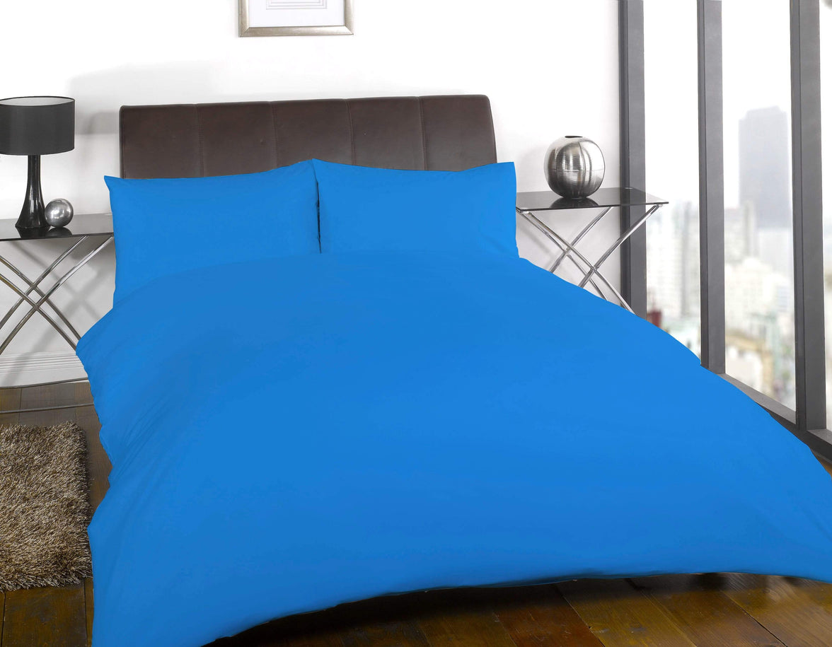 Flannelette Super Soft Brushed Cotton Duvet Set Luxuriously Warm Elegant Design in Single Double King Super King by OLIVIA ROCCO SINGLE / BLUE Duvet Cover