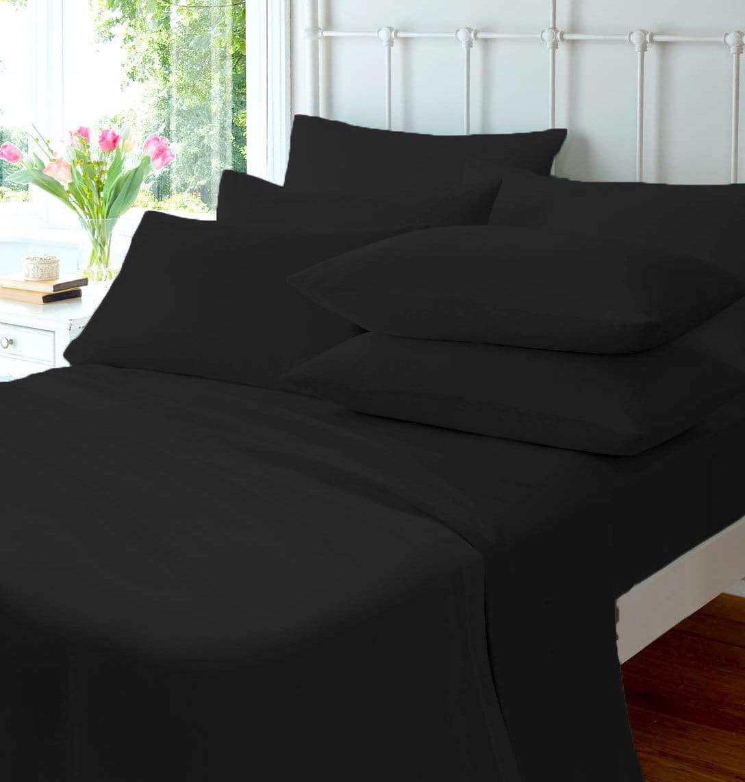 Flannelette Super Soft Brushed Cotton Duvet Set Luxuriously Warm Elegant Design in Single Double King Super King by OLIVIA ROCCO PILLOWCASES / BLACK Duvet Cover