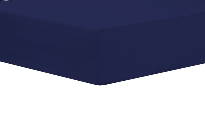 Basics Super Soft Durable Fitted Sheet High-Quality Indus Valley Cotton Linen Elasticated for Perfect Fit Multiple Sizes and Colours OEKO-TEX Certified Bedding by OLIVIA ROCCO SINGLE / NAVY Fitted Sheet