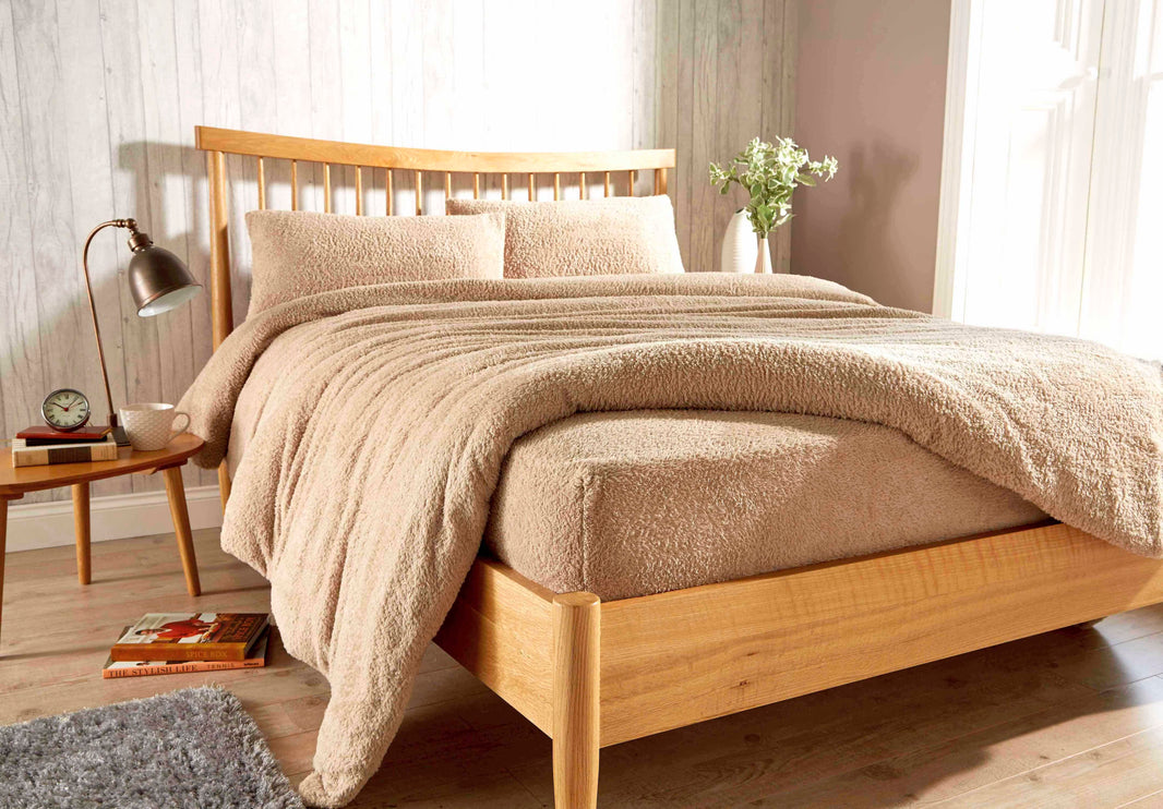 Plush Super Soft Teddy Fleece Fitted Sheet Warm Bedding for Winter Snug Fit Elastic Edges Multiple Sizes Stylish Colours Fluffy Bedding by OLIVIA ROCCO TAUPE / SINGLE Fitted Sheet