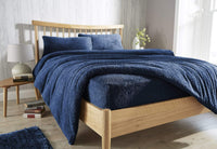 Plush Super Soft Teddy Fleece Fitted Sheet Warm Bedding for Winter Snug Fit Elastic Edges Multiple Sizes Stylish Colours Fluffy Bedding by OLIVIA ROCCO NAVY / SINGLE Fitted Sheet