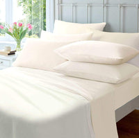 Flannelette Super Soft Luxurious 100% Cotton Brushed Flat Sheet OEKO-TEX Certified Premium Quality Bedding in Various Sizes and Colours by OLIVIA ROCCO SINGLE / CREAM Flat Sheet
