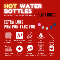 Extra Long 2L Hot Water Bottle with Plush Faux Fur Cover for Cosy Nights Natural Rubber UK Safe Tested Soft Fleece Ideal Gift for Adults Kids by OLIVIA ROCCO Hot Water Bottle