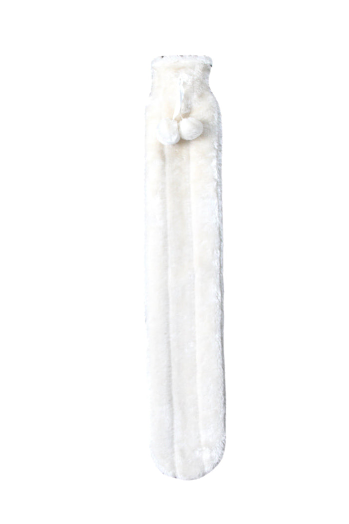 Extra Long 2L Hot Water Bottle with Plush Faux Fur Cover for Cosy Nights Natural Rubber UK Safe Tested Soft Fleece Ideal Gift for Adults Kids by OLIVIA ROCCO CREAM Hot Water Bottle